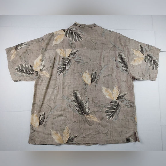 Kaylua Bay Shirt Mens XXL 2XL Brown Tan Hawaiian Palm Leaf 100% Silk Button Up - Picture 2 of 7